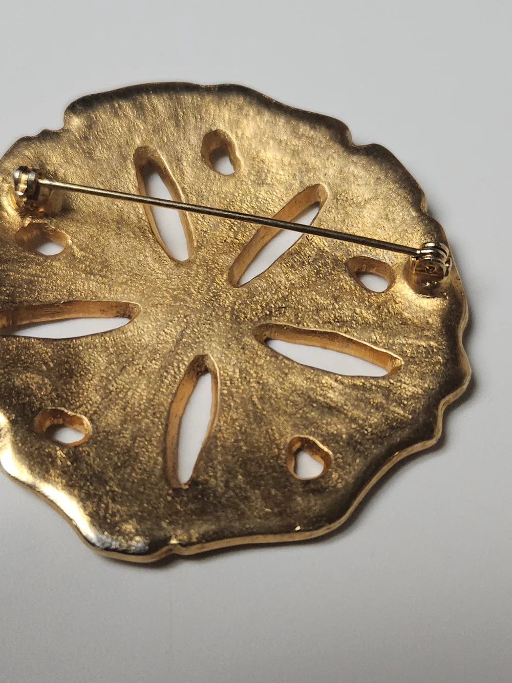 Large Gold Sand Dollar Brooch